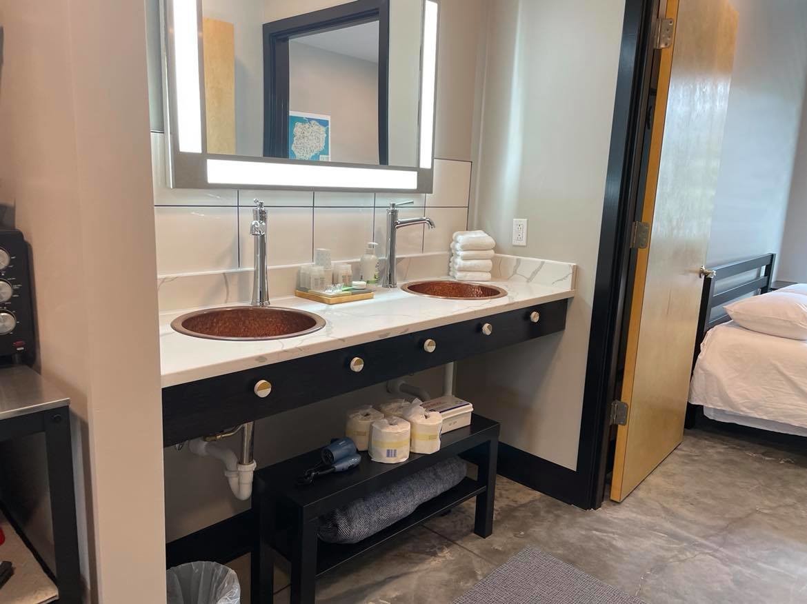 Double Sink Outside of Private Bathroom