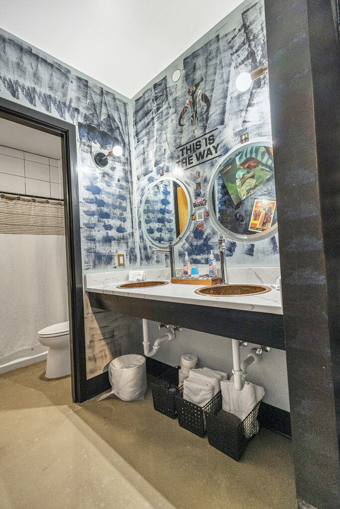 Star Wars sleep pod room for 6 second floor with a full bathroom.