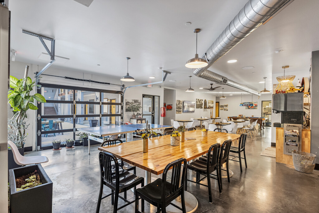 Indoor and outdoor dining areas. Community area, not in room