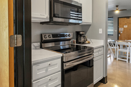Kitchen fully stocked with the essentials.