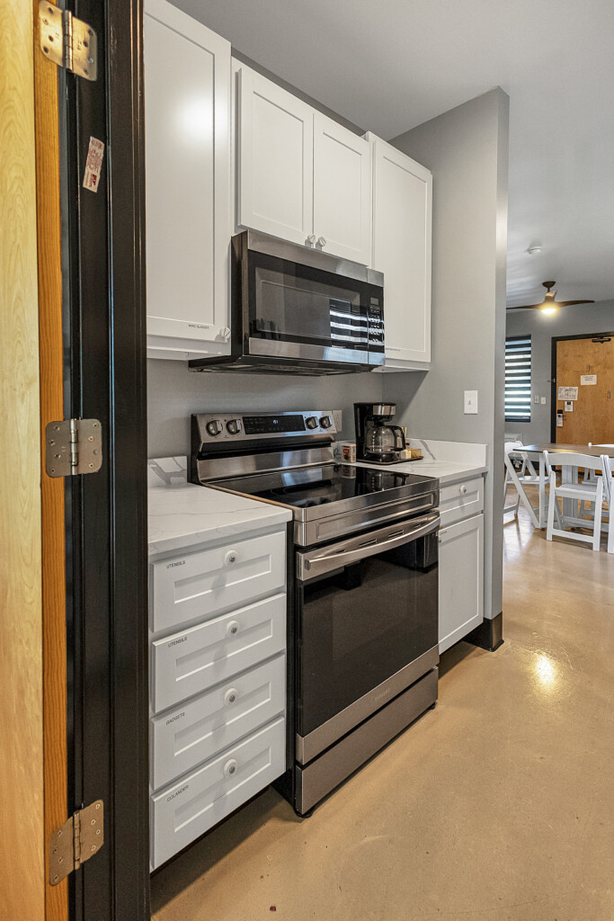 Kitchen fully stocked with the essentials.