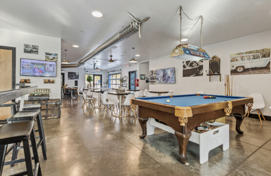 Game and dining area located I the hotel on the first floor