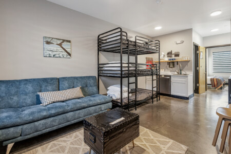 Flexible living space in suite