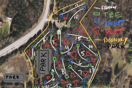 18 hole disc golf behind hotel